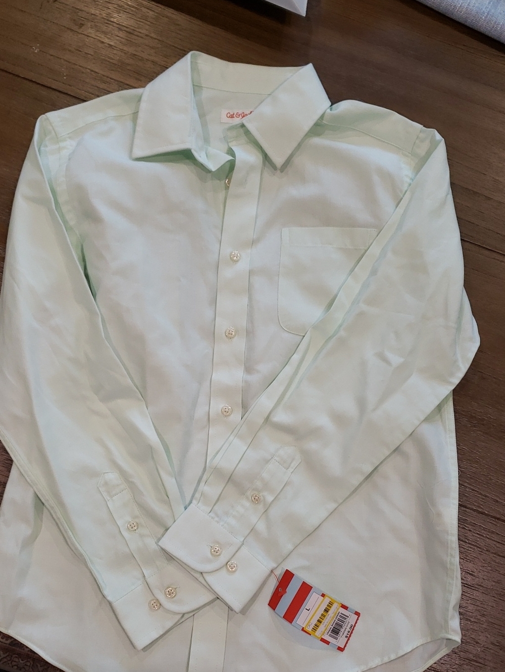 Cat & Jack Kid's Mint Green Long-Sleeve Button-Up Shirt